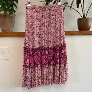 Spell Pink and Purple Floral Maxi Skirt
